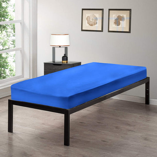 Gilbins Cot Size 30" x 75" Fitted Sheet, Made of Ultra Soft Cotton, Perfect for Camp Bunk Beds / RVs / Guest Beds Royal Blue