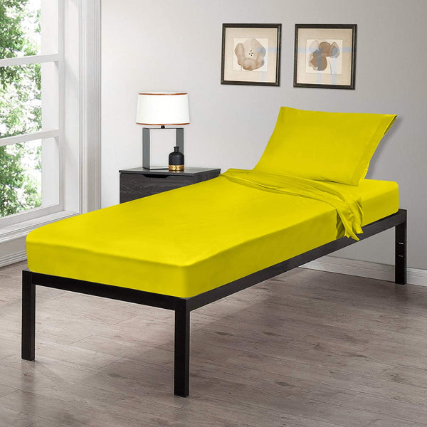 Gilbins 30" x 75" Cot Size 3-Piece Bed Sheet Set, Made of Ultra Soft Cotton, Perfect for Camp Bunk Beds/RVs/Guest Beds Yellow