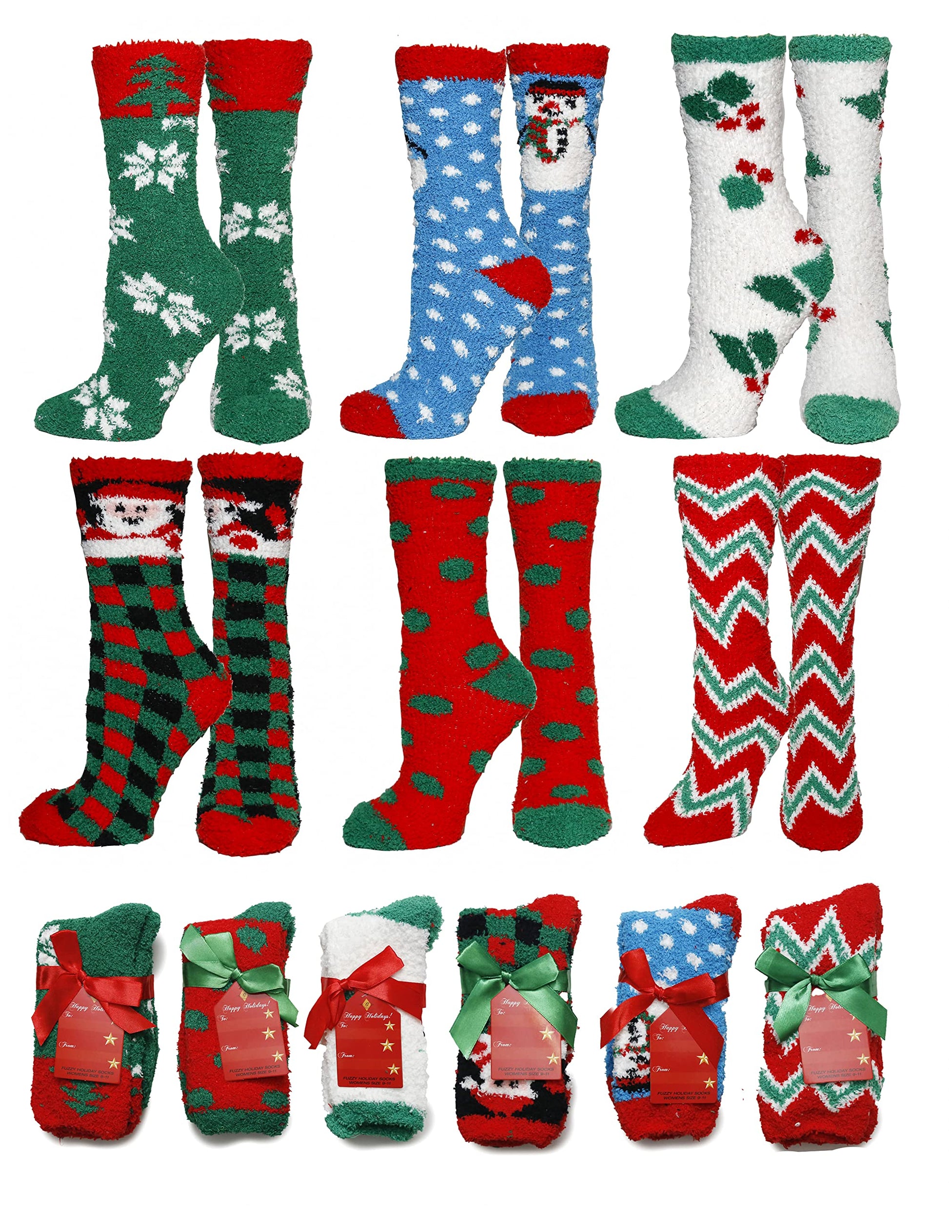 Womens Soft Fuzzy Sock, Holiday Christmas Slipper Socks, holiday
