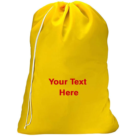 Personalized Nylon Laundry Bag - Locking Drawstring Closure and Machine Washable Yellow