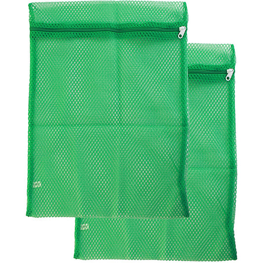 Mesh Zippered Laundry Sock Bag 14x18 Green