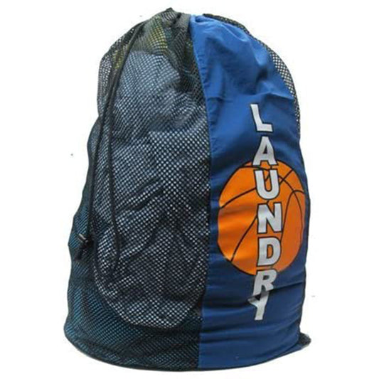 Mesh Laundry Bag with Drawstring for Sleep Away Camp (Laundry Bag, Blue Basketball)