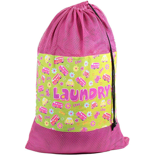 Mesh Laundry Bag with Drawstring for Sleep Away Camp (Laundry Bag, Retro)