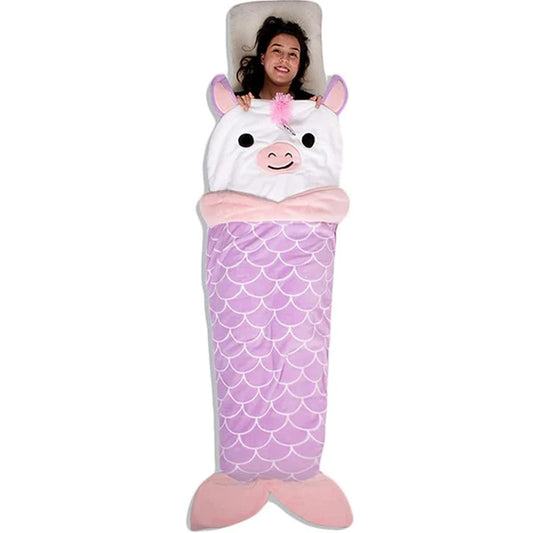 Plush Ultra-Soft Fleece Snuggle-in Sleeping Bag Blanket for Lounging On The Couch (Unicorn)