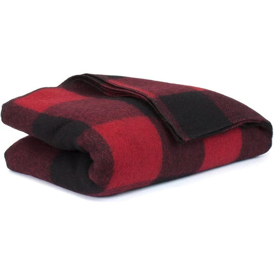 Super Soft and Warm Wool Red/Black Plaid Blanket - Twin Size