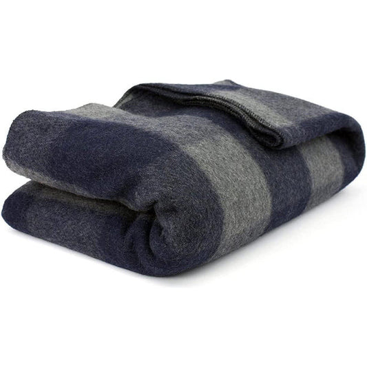 Super Soft and Warm Wool Blanket - Twin Size (Grey/Navy)
