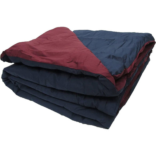 Percale Covered Comforter, Twin Size, Navy - Burgundy Reversible. Non-Allergenic, Great For Camp.