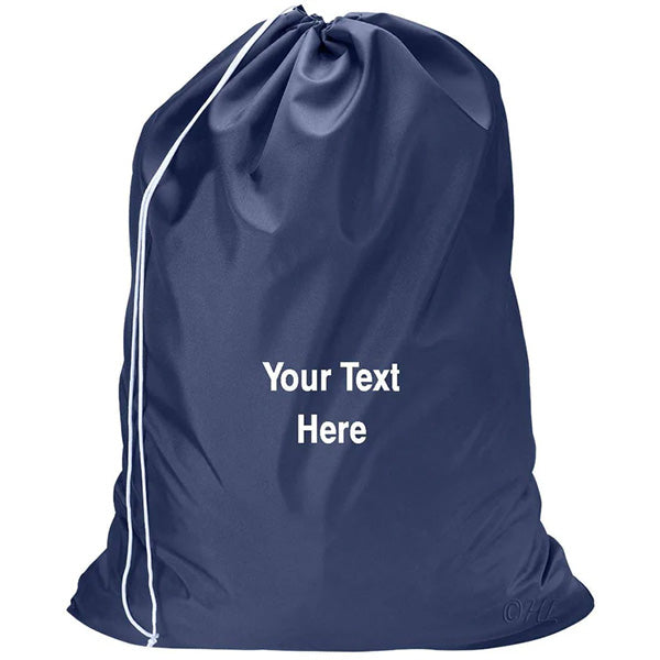 Personalized Nylon Laundry Bag - Locking Drawstring Closure and Machine Washable Navy