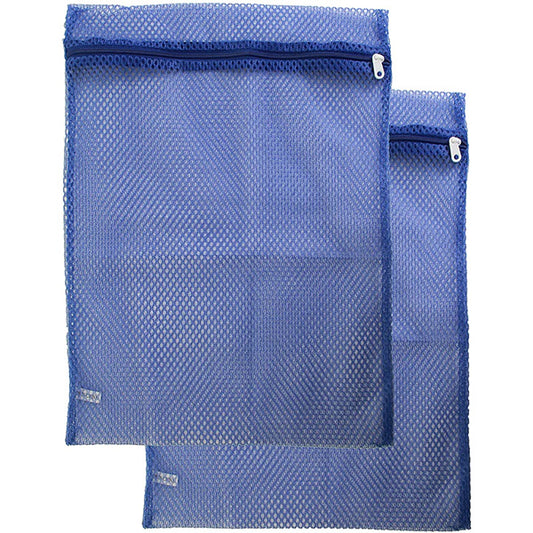 Mesh Zippered Laundry Sock Bag 14x18 Blue