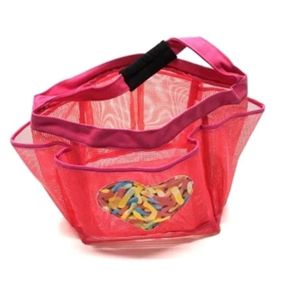 Easy-Carry Mesh Toiletry and Shower Tote with 6 Storage Compartments. Perfect for Dorm, Camp, Traveling and Gym use.Dries Quickly for Reuse.(Gummy Worms)