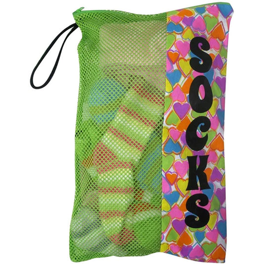 Mesh Laundry Or Sock Bag with Drawstring for Sleep Away Camp Sock Hearts