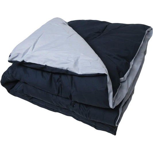 Percale Covered Comforter, Twin Size, Navy - Light Blue Reversible. Non-Allergenic, Great for Camp.