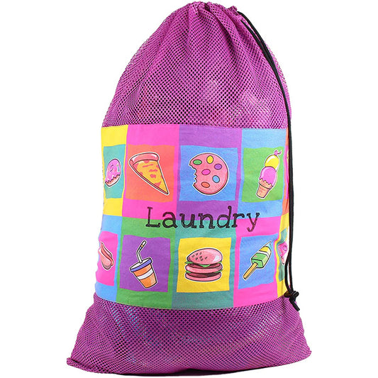 Mesh Laundry Bag with Drawstring for Sleep Away Camp (Laundry Bag, Junk Food)