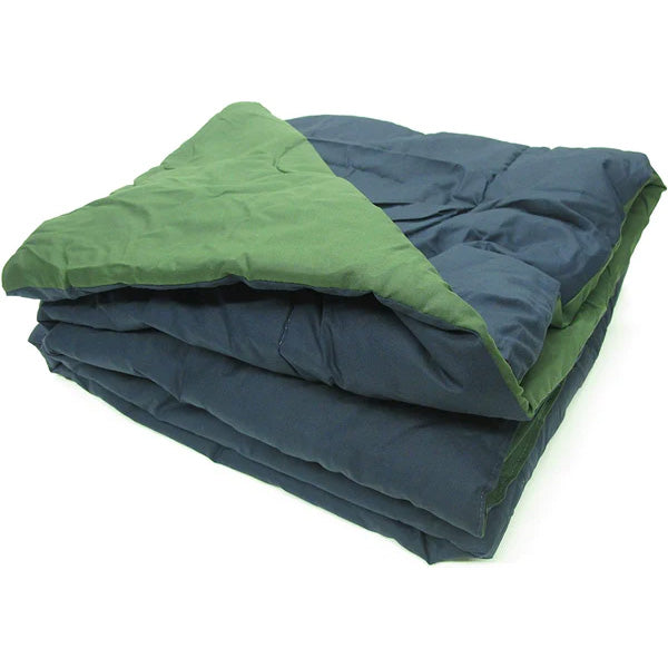 Percale Covered Comforter, Twin Size, Navy - Hunter Green Reversible. Non-Allergenic, Great for Camp.