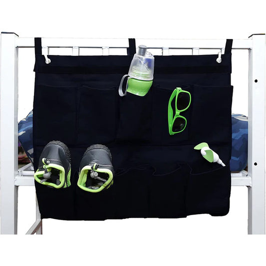 Hanging Storage Bag Holder End of Bed Shoe Organizer with 10 Pockets for Bed Rails(Black)