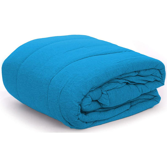 100% Cotton Jersey Knit Comforter - Twin Size - Turquoise