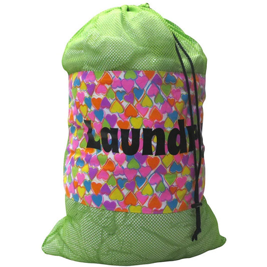 Mesh Laundry Bag with Drawstring for Sleep Away Camp Laundry Hearts
