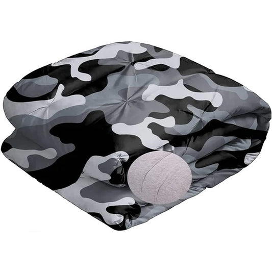 Gilbins 100% Cotton Jersey Knit  Comforter Twin Size (Black Camouflage Reversible Heather Grey)