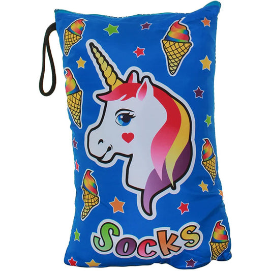 Mesh Sock Bag with Drawstring for Sleep Away Camp (Unicorn Ice Cream)