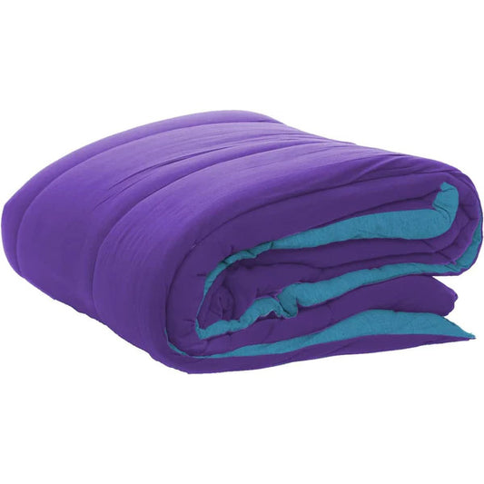 100% Cotton Jersey Knit Comforter Twin Size (Purple Turquoise Reversible)