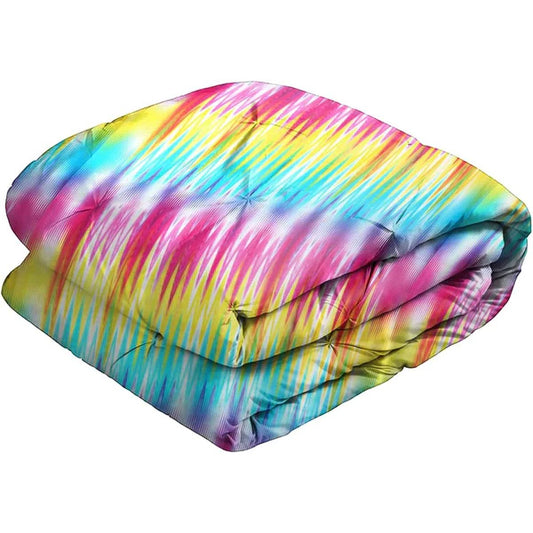 100% Cotton Jersey Knit Comforter Twin Size (Rainbow Print)