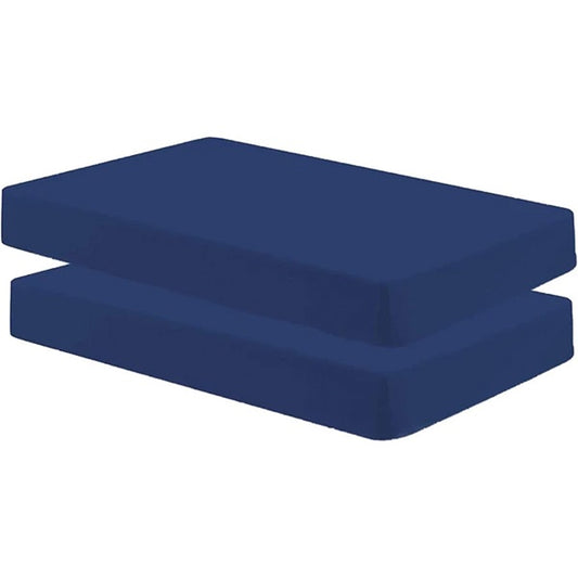Cot Size 30" x 75" Fitted Sheet, Made of Cotton, Perfect for Camp Bunk Beds / RVs / Guest Beds (2 Pack Navy)