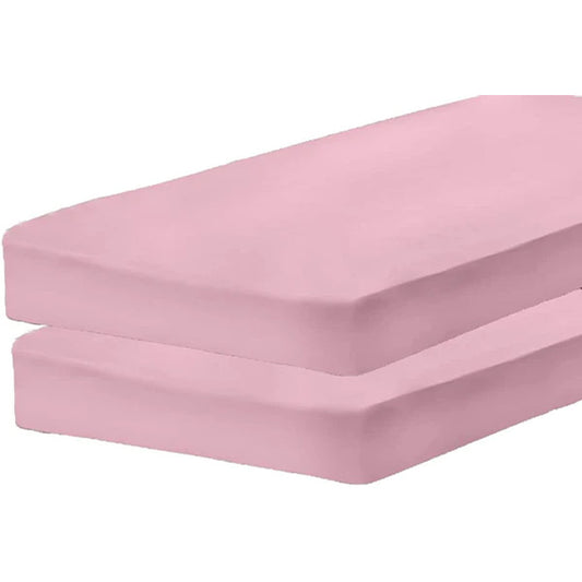 Cot Size 30" x 75" Fitted Sheet, Made of Cotton, Perfect for Camp Bunk Beds / RVs / Guest Beds (2 Pack Pink)