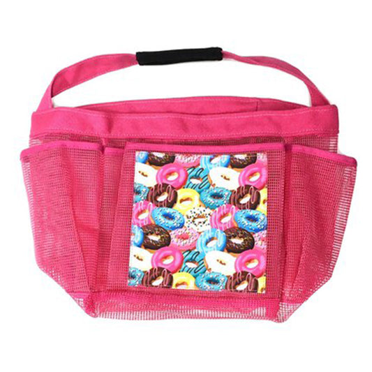 Easy-Carry Mesh Toiletry and Shower Tote with 6 Storage Compartments. Perfect for Dorm, Camp, Traveling and Gym use.Dries Quickly for Reuse.(Crazy Donuts MESH Shower Caddy)