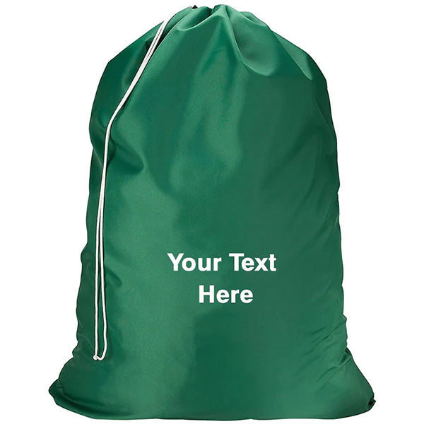 Personalized Nylon Laundry Bag - Locking Drawstring Closure and Machine Washable Green