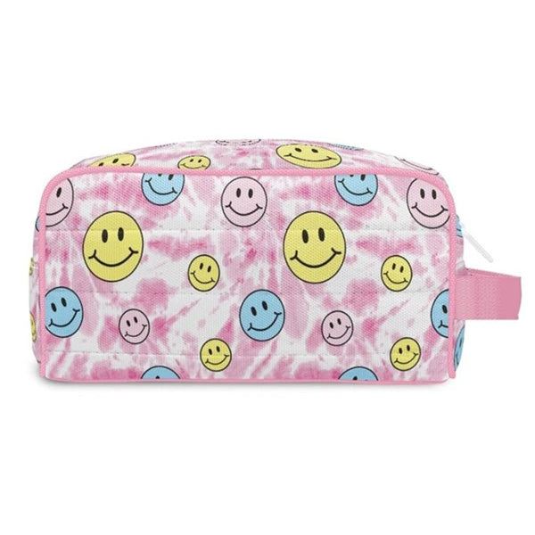 Tie Dye Smiley PUFFER cosmetic bag