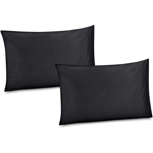 Gilbin 100% Cotton/Percale 210 Thread Count Pillow Cases Set of 2 Standard Soft Black Home Cotton Pillow Cover for Sleeping-Bedroom Pillowcases