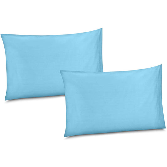 100% Cotton/Percale 210 Thread Count Pillow Cases Set of 2 Soft Blue Cotton Pillow Cover for Sleeping-Bedroom Pillowcases