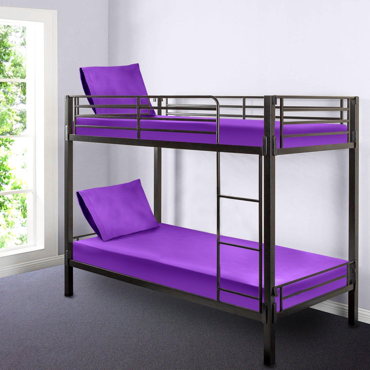Gilbins 30" x 75" Cot Size 2-Piece Bed Sheet Set, Made of Ultra Soft Cotton, Perfect for Camp Bunk Beds/RVs/Guest Beds (Purple)