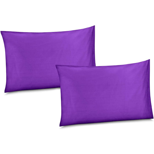 100% Cotton/Percale 210 Thread Count Pillow Cases Set of 2 Soft Purple Cotton Pillow Cover for Sleeping-Bedroom Pillowcases