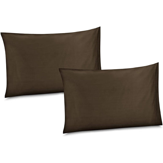 100% Cotton/Percale 210 Thread Count Pillow Cases Set of 2 Standard Soft Brown Home Cotton Pillow Cover for Sleeping-Bedroom Pillowcases