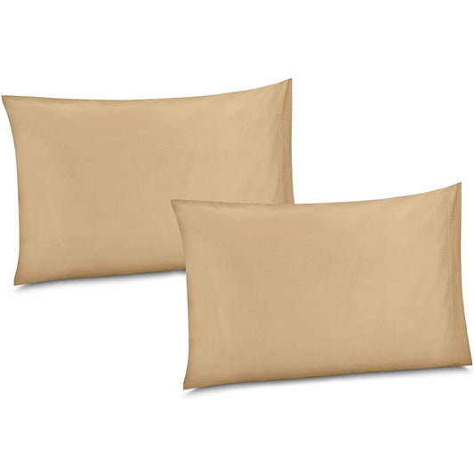 100% Cotton/Percale 210 Thread Count Pillow Cases Set of 2 Soft Khaki Home Cotton Pillow Cover for Sleeping-Bedroom Pillowcases