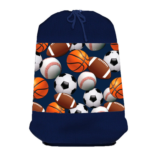 Matching Mesh Laundry Bag with Drawstring for Sleep Away Camp Navy Sports Mesh Laundry Bag